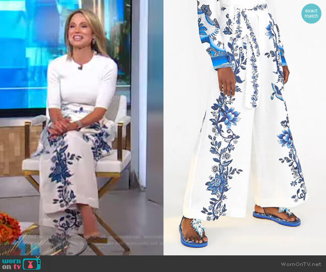 Farm Rio Arara Floral Linen Pants worn by Amy Robach on Good Morning America