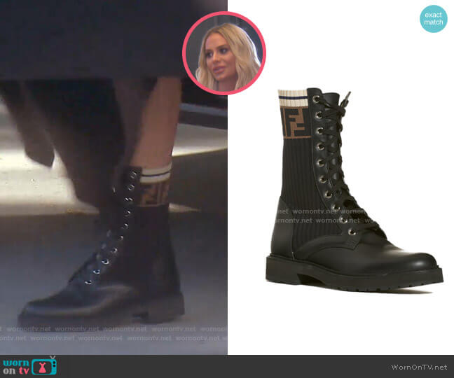 Fendi Rockoko Chelsea Sock Combat Boot worn by Dorit Kemsley on The Real Housewives of Beverly Hills