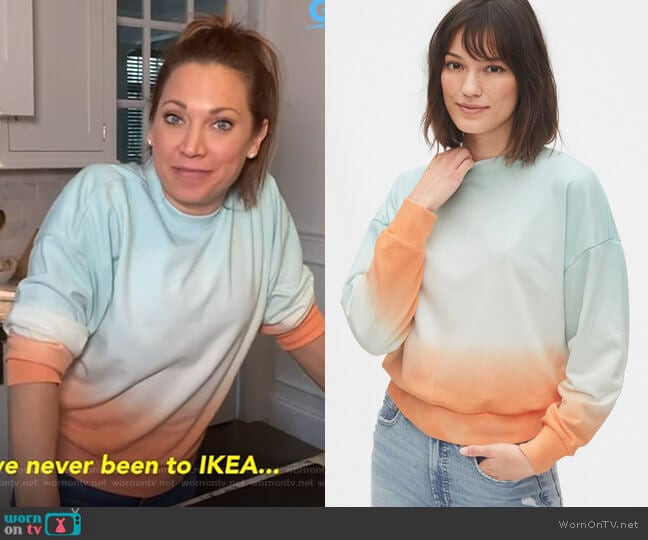 Gap Tie-Dye Cropped Sweatshirt in French Terry worn by Ginger Zee on Good Morning America