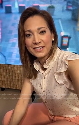 Ginger’s pink print ruffle top on Good Morning America