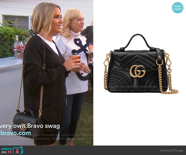 Gucci GG Marmont Mini Chevron Leather Satchel Bag worn by Teddi Mellencamp Arroyave on The Real Housewives of Beverly Hills