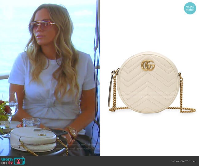 Gucci Mini Leather Canteen Shoulder Bag worn by Teddi Mellencamp Arroyave on The Real Housewives of Beverly Hills