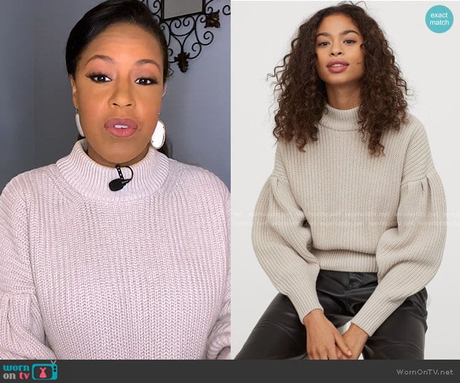 H&M Balloon-Sleeved Sweater worn by Sheinelle Jones on Today
