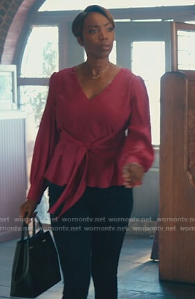 Helen’s pink tie waist blouse on Sweet Magnolias