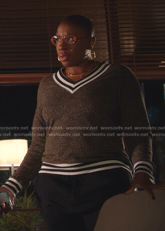 Hen’s leopard varsity sweater on 9-1-1