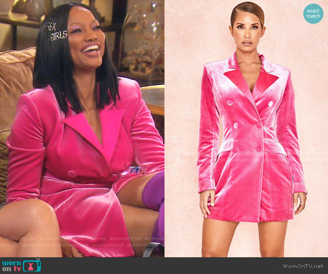 House of CB Velvet Blazer Dress worn by Garcelle Beauvais on The Real Housewives of Beverly Hills