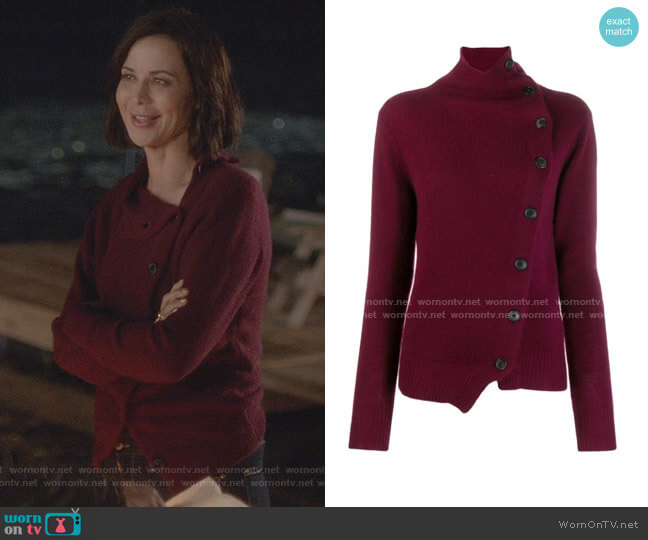 Isabel Marant Asymmetric Cashmere Cardigan worn by Cassandra Nightingale (Catherine Bell) on Good Witch