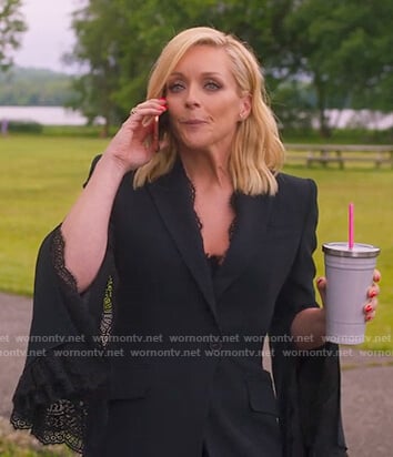 Jacqueline’s black lace-trim blazer on Unbreakable Kimmy Schmidt