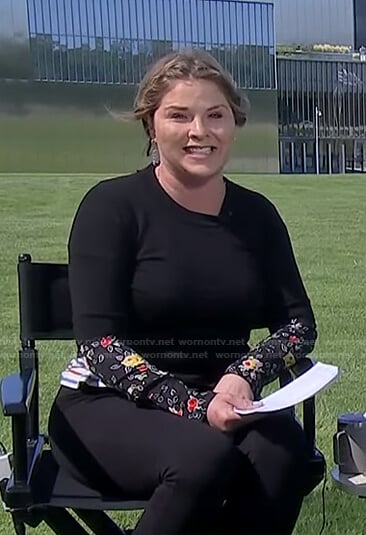 Jenna’s black floral mixed media sweater on Today