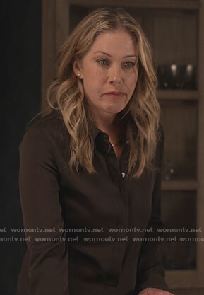 Jen’s olive blouse on Dead to Me