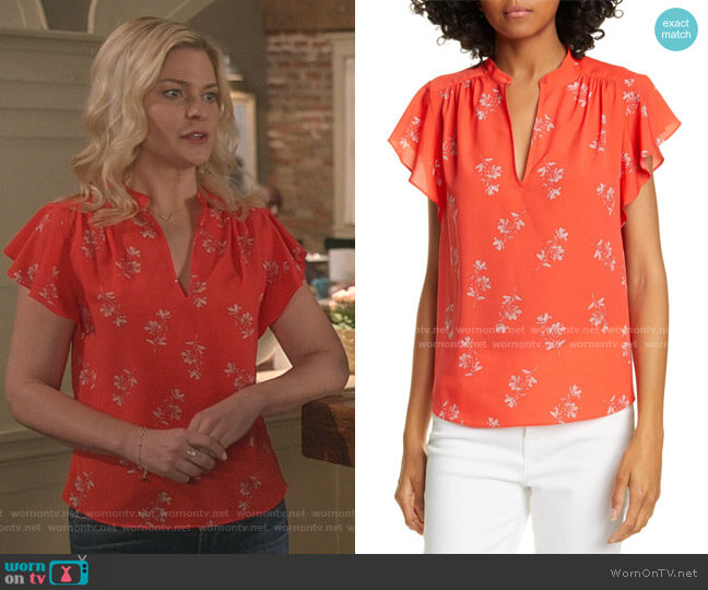 Joie Marlina Cap Sleeve Floral Top worn by Stephanie Borden (Kylee Evans) on Good Witch