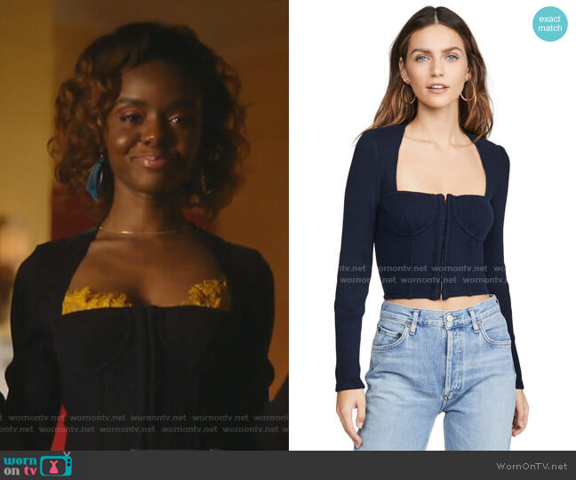 Jonathan Simkhai Ribbed Bustier Crop Top worn by Josie McCoy (Ashleigh Murray) on Katy Keene