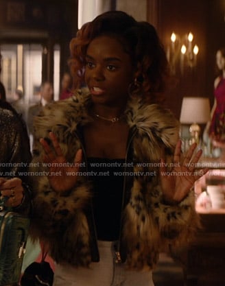 Josie’s animal print fur jacket on Katy Keene