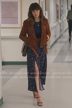 Judy’s floral split skirt on Dead to Me