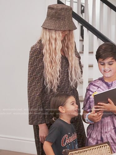 Khloe’s brown fendi logo top and pants on Keeping Up with the Kardashians