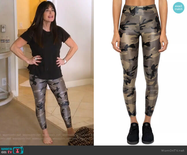 Koral Lustrous High-Rise Camo Leggings worn by Kyle Richards on The Real Housewives of Beverly Hills