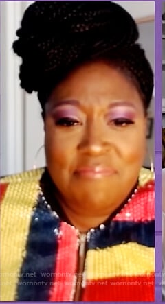Loni’s sequin striped bomber jacket on The Real