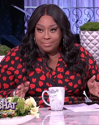 Loni’s black heart print wrap dress on The Real