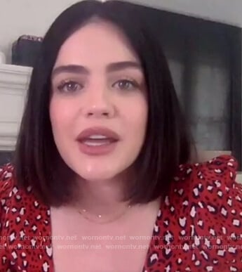 Lucy Hale’s red leopard print top on The Talk