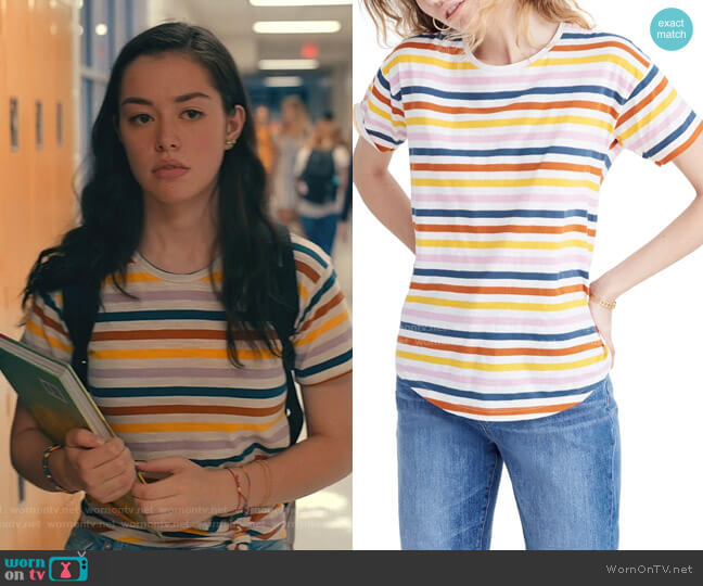 Madewell Lennie Stripe Whisper Cotton Tee worn by Annie Sullivan (Anneliese Judge) on Sweet Magnolias