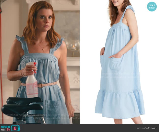 Madewell Ruffle Strap Tiered Chambray Maxi Dress worn by Maddie Townsend (JoAnna Garcia Swisher) on Sweet Magnolias