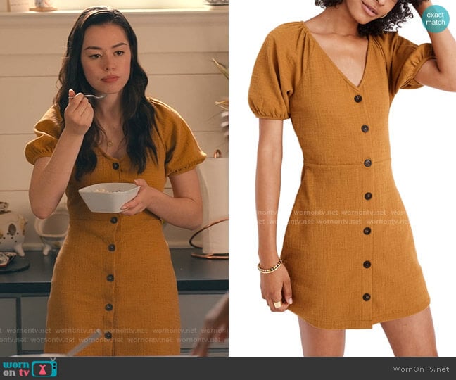 Madewell Texture & Thread Puff Sleeve Dress worn by Annie Sullivan (Anneliese Judge) on Sweet Magnolias