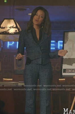 Maria’s blue snake print suit on Roswell New Mexico