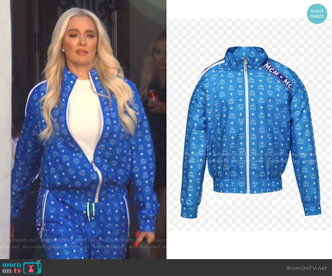 MCM Bomber Jacket in Monogram Nylon worn by Erika Jayne on The Real Housewives of Beverly Hills