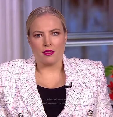Meghan’s white tweed short sleeve blazer on The View