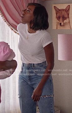 Molly’s ripped jeans and tee on Insecure
