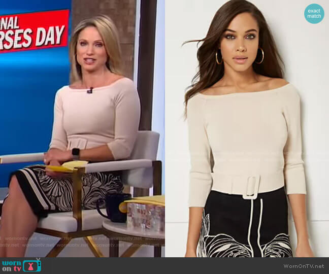 New York & Company Aurora Sweater - Eva Mendes Collection worn by Amy Robach on Good Morning America