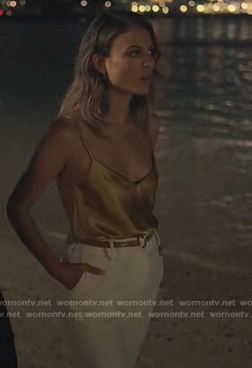 Noa’s gold satin cami on The Baker and the Beauty