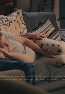 Noreen’s white star print sweatpants on Sweet Magnolias