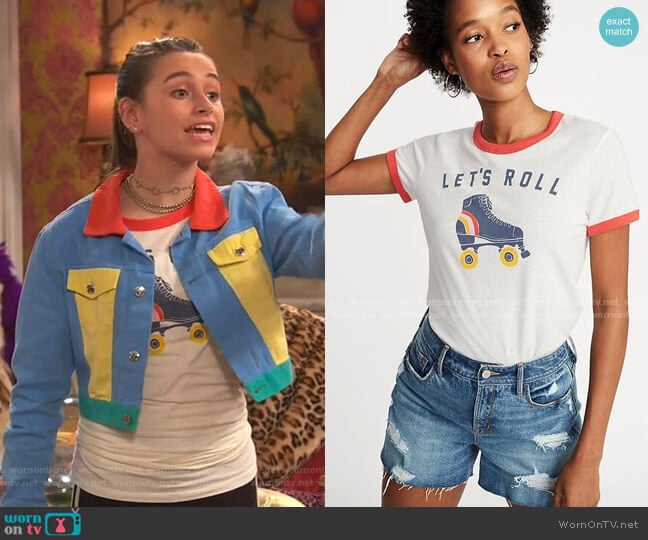 Old Navy Graphic Ringer Tee worn by Tess O'Malley (Sky Katz) on Ravens Home
