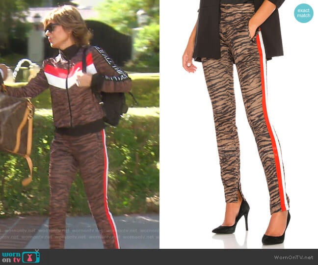 Pam & Gela Tiger Cigarette Track Pant worn by Lisa Rinna on The Real Housewives of Beverly Hills
