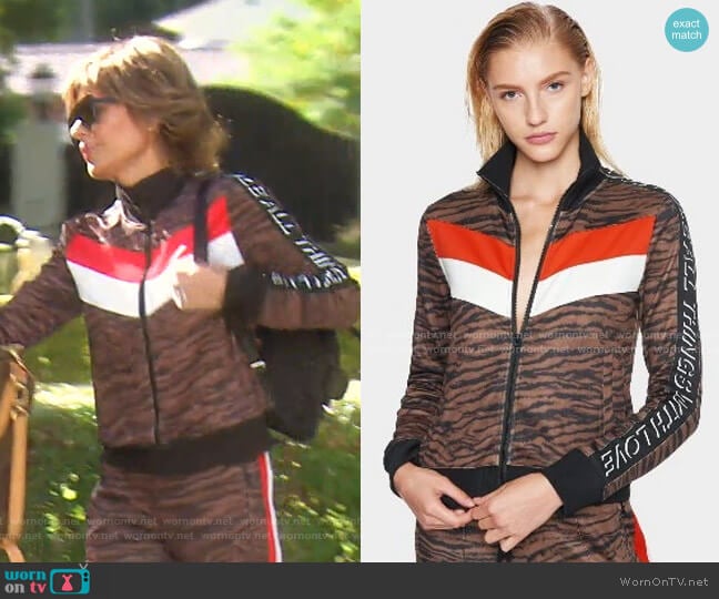 Pam & Gela Tiger Colorblock Track Jacket worn by Lisa Rinna on The Real Housewives of Beverly Hills