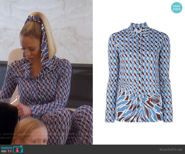Prada Geometric Print Shirt worn by Dorit Kemsley on The Real Housewives of Beverly Hills