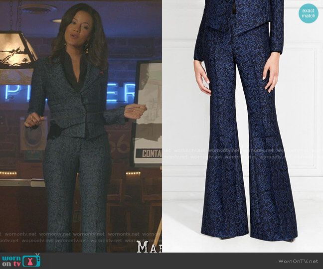 Rachel Zoe Lorette Snake Printed Flared Pants worn by Maria DeLuca (Heather Hemmens) on Roswell New Mexico