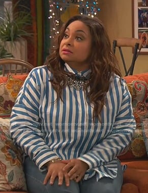 Raven’s blue striped button-shoulder shirt on Ravens Home