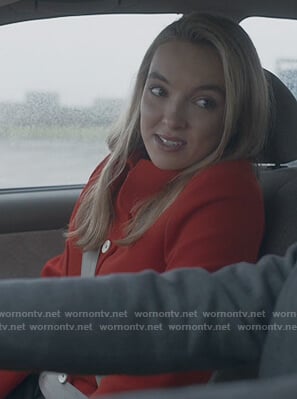 Villanelle’s red jacket and pants on Killing Eve