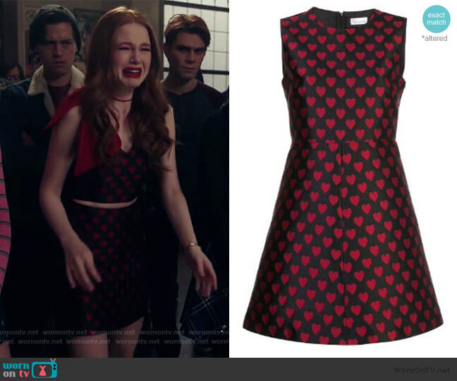 RED Valentino Heart Embroidered Skater Dress worn by Cheryl Blossom (Madelaine Petsch) on Riverdale
