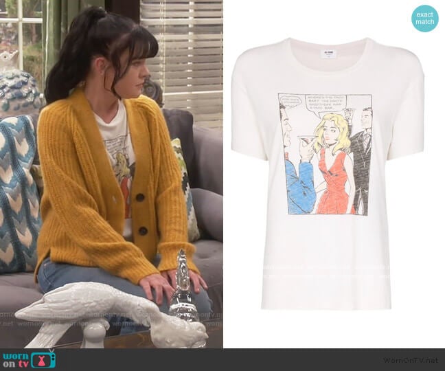 Re/done Taco Bar graphic print T-shirt worn by Jackie (Pauley Perrette) on Broke