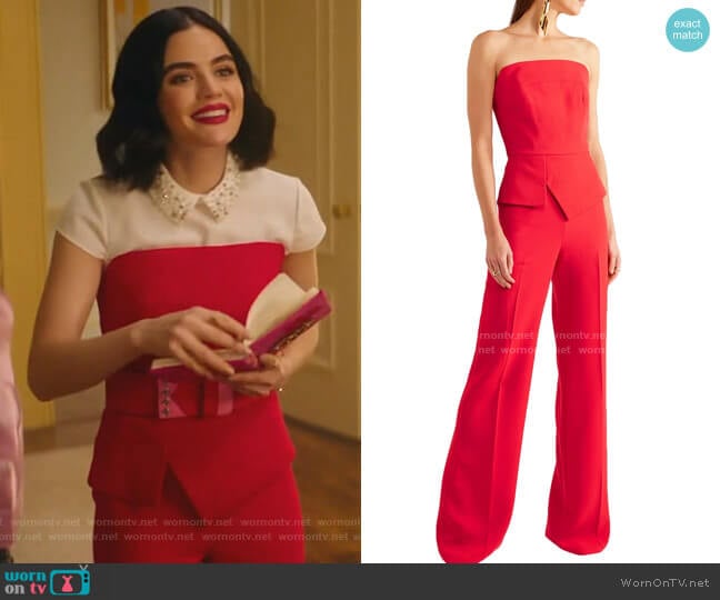 Roland Mouret Lyon Strapless Jjumpsuit worn by Katy Keene (Lucy Hale) on Katy Keene