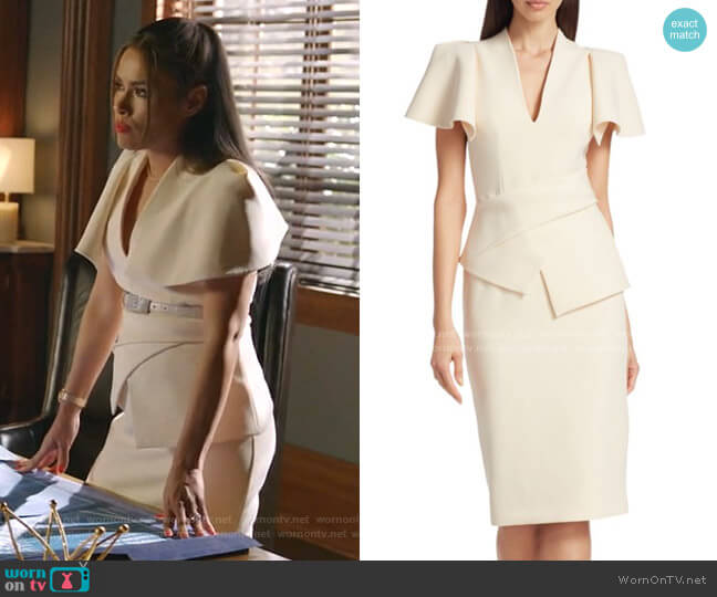 Safiyaa Mirana Heavy Crepe Peplum Dress worn by Cristal Jennings (Daniella Alonso) on Dynasty