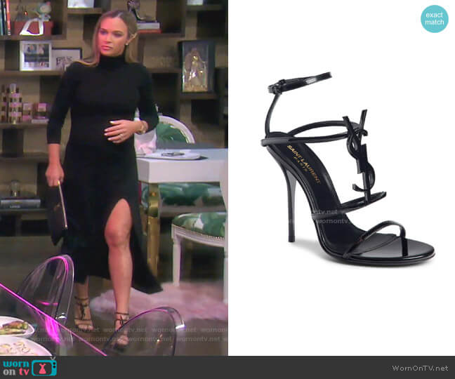 Saint Laurent Cassandra YSL Strappy Sandal worn by Teddi Mellencamp Arroyave on The Real Housewives of Beverly Hills