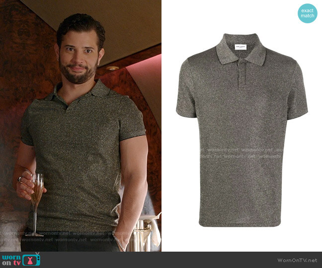 Saint Laurent Metallic Polo Shirt worn by Sam Flores (Rafael de la Fuente) on Dynasty