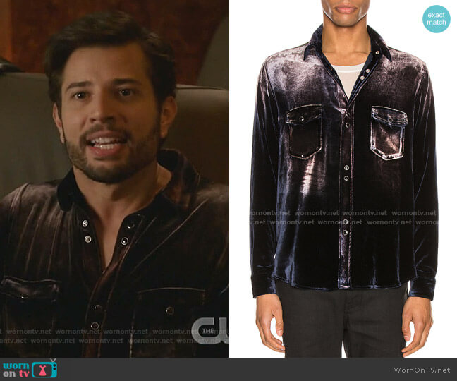 Saint Laurent Oversized Shirt worn by Sam Flores (Rafael de la Fuente) on Dynasty