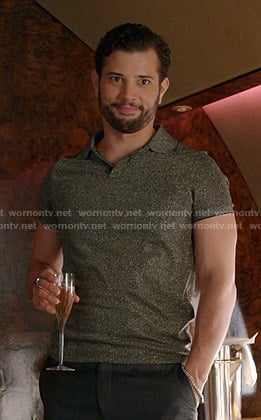 Sam’s metallic polo shirt on Dynasty