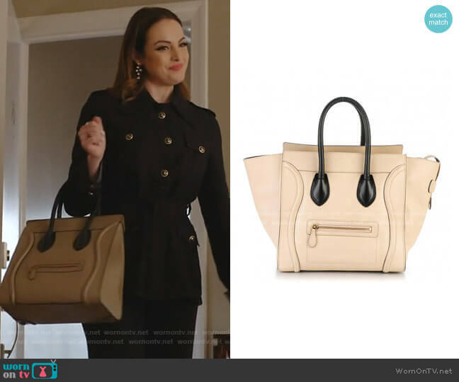 Celine Satin Calfskin Mini Luggage worn by Fallon Carrington (Elizabeth Gillies) on Dynasty