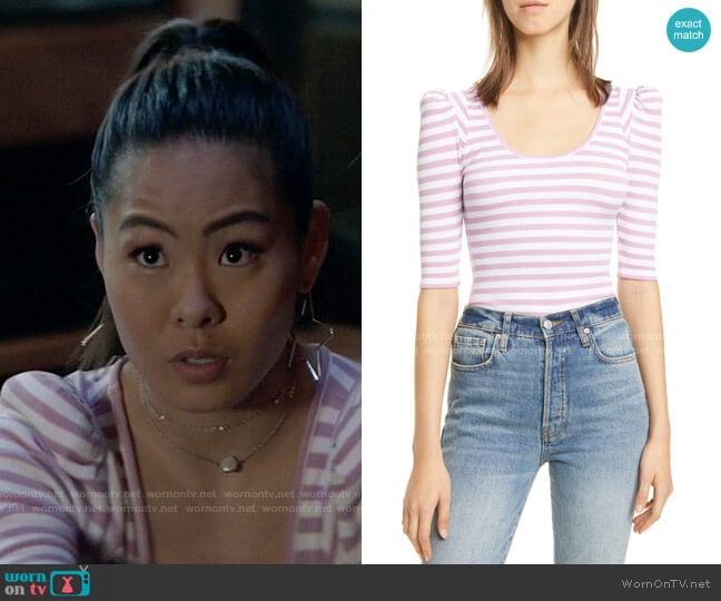 Smythe Stripe Puff Sleeve Knit Top worn by Mary Hamilton (Nicole Kang) on Batwoman